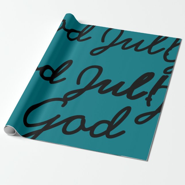 Random cursive God Jul Swedish Christmas wrapping Wrapping Paper (Unrolled)