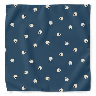 Random Cute Kawaii Skull Dots dark blue Bandana