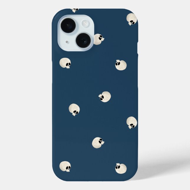 Random Cute Kawaii Skull Dots dark blue Case-Mate iPhone Case (Back)