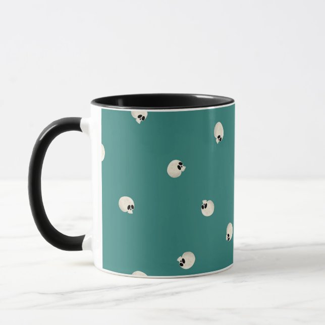 Random Cute Kawaii Skull Dots mid green Mug (Left)