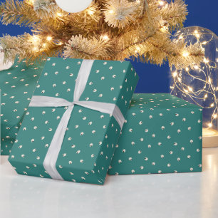 Random Cute Kawaii Skull Dots mid green Wrapping Paper