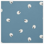 Random Cute Kawaii Skull Dots Pale Blue Fabric
