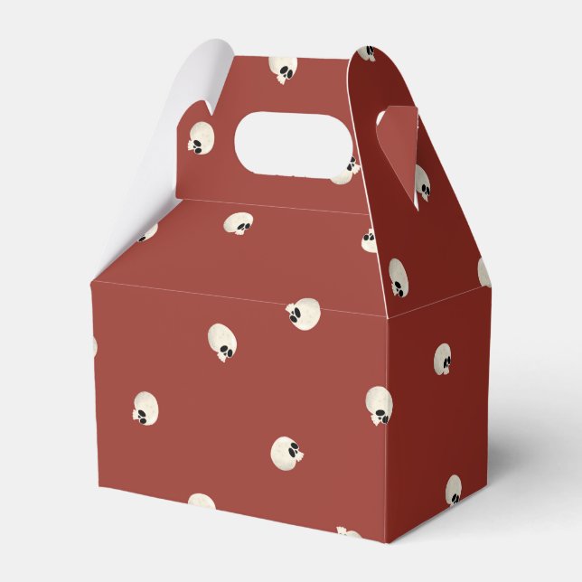Random Cute Kawaii Skull Dots red Favor Boxes (Front Side)