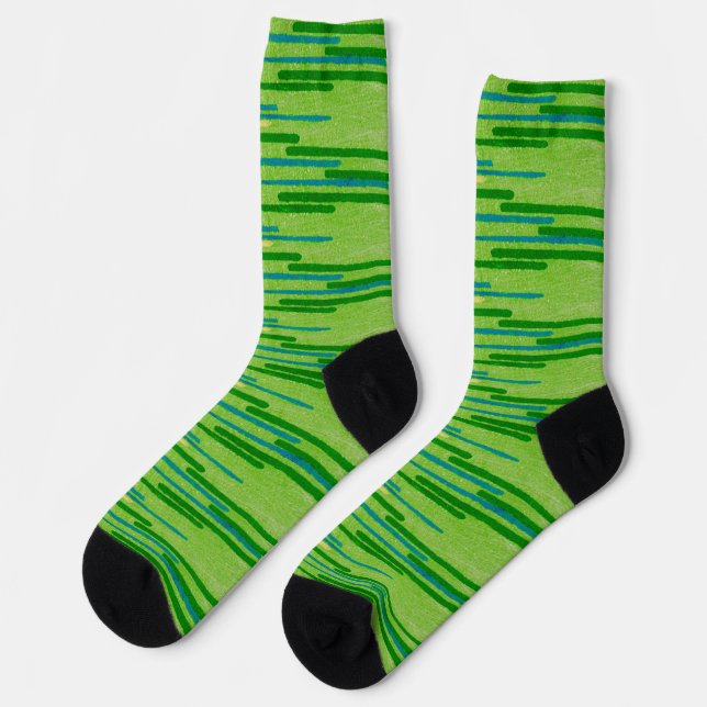 Random Distressed Green Stripes Crazy Socks (Left)