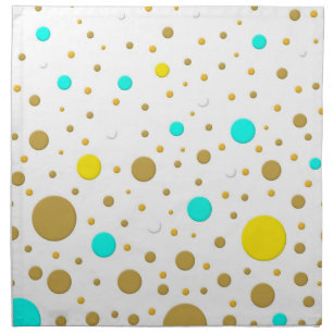 Random Dots Yellow Turqoise White Gold Napkin