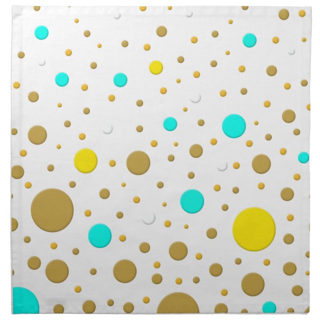 Random Dots Yellow Turqoise White Gold Napkin (Front)
