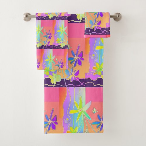 Random Flowers Bath Towel Set