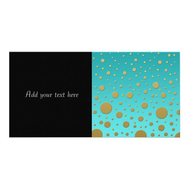 Random Gold Dots on Turquoise Modern Pattern Card (Front)