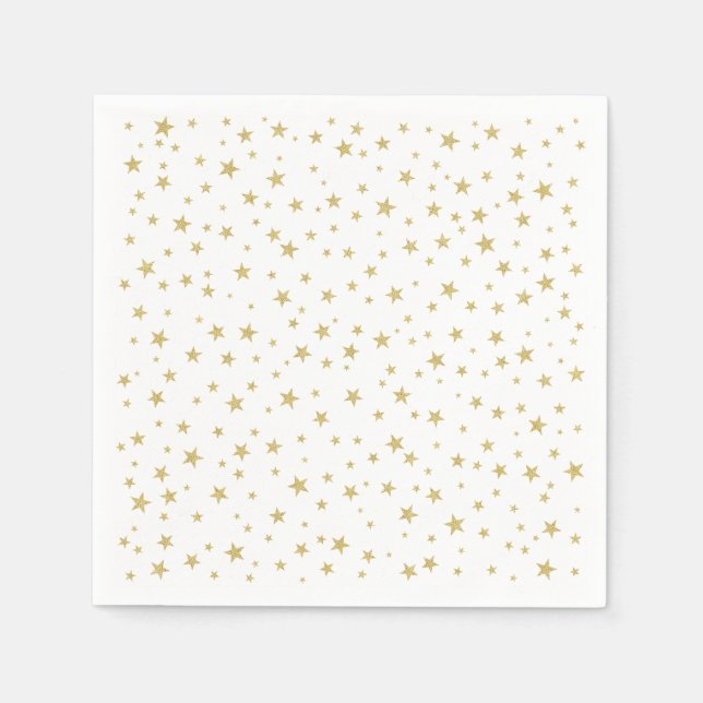 Random Gold Star Pattern | Party Paper Napkins (Front)