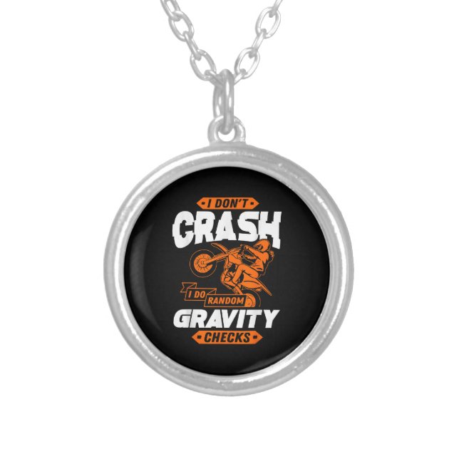 Random Gravity Checks - Motocross & Dirt Bike Silver Plated Necklace (Front)