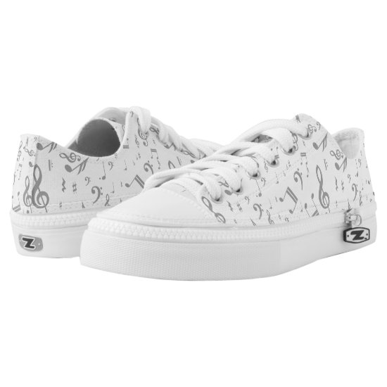 Random gray music notes patterned Low-Top sneakers