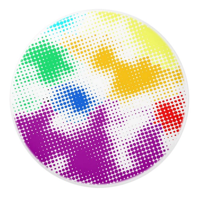 Random halftone colorful background ceramic knob (Front)