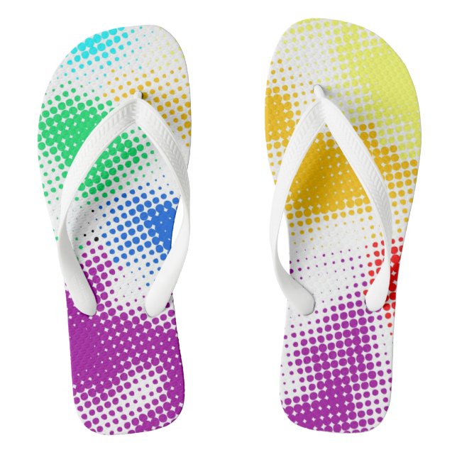 Random halftone colorful background flip flops (Footbed)