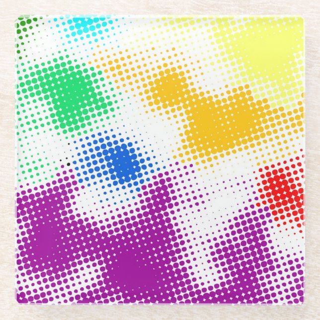 Random halftone colorful background glass coaster (Front)