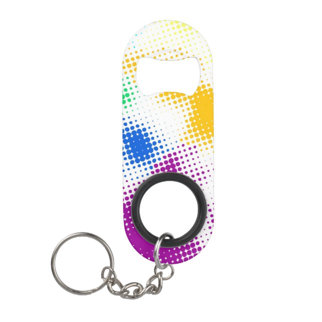 Random halftone colorful background keychain bottle opener (Front)
