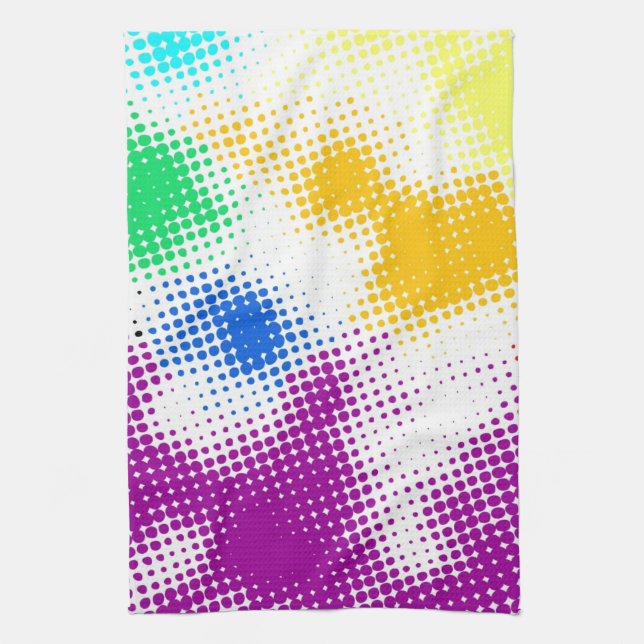 Random halftone colorful background kitchen towel (Vertical)