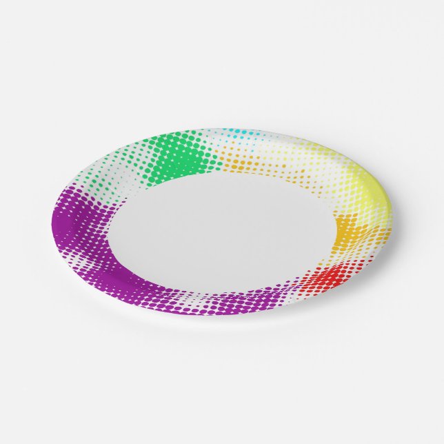 Random halftone colorful background paper plates (Angled)