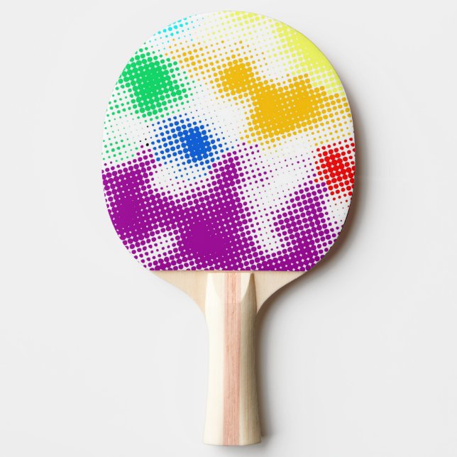 Random halftone colorful background Ping-Pong paddle (Front)