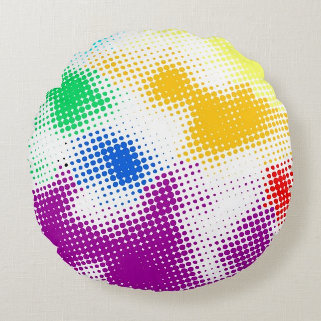 Random halftone colorful background round pillow (Front)
