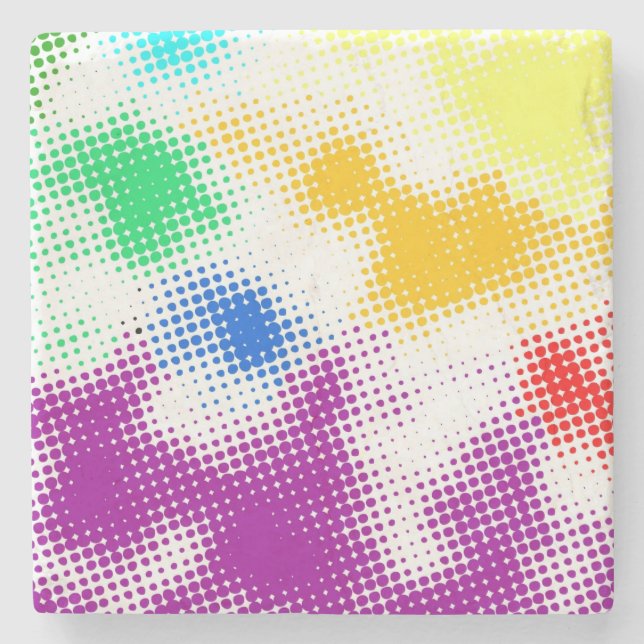 Random halftone colorful background stone coaster (Front)