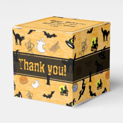 Random Halloween Iconic Pattern Orange Favor Boxes