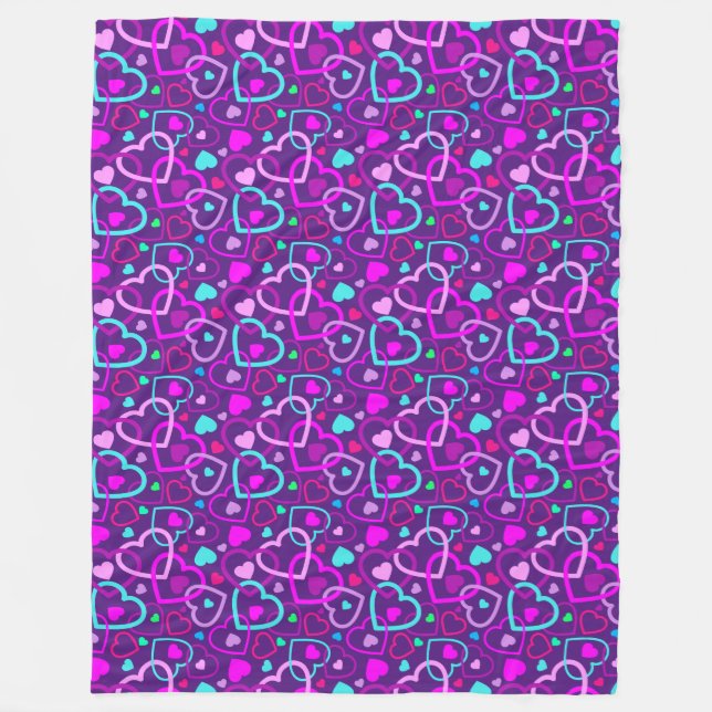 Random Hearts Fleece Blanket (Front)