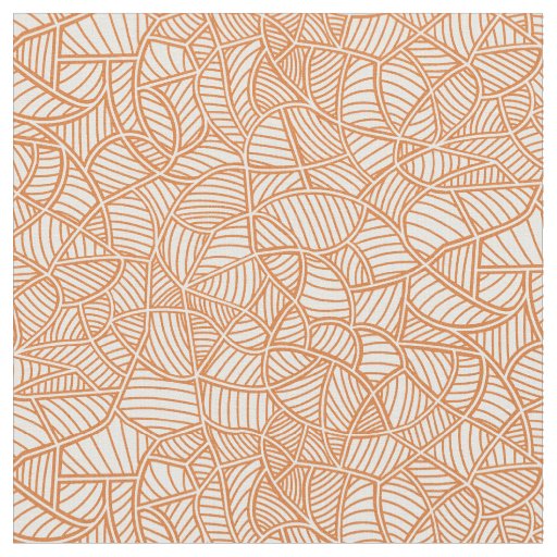 Random Leaf Mosaic Dark Orange Fabric