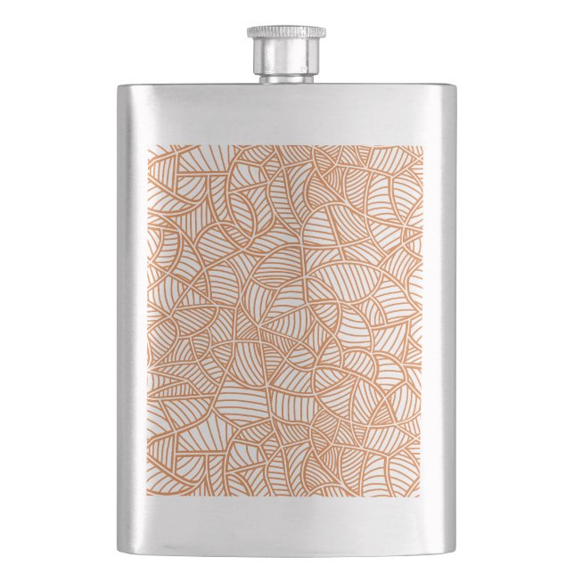 Random Leaf Mosaic Dark Orange Flask (Front)