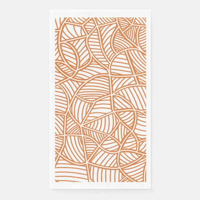 Random Leaf Mosaic Dark Orange Paper Guest Towels (Front)