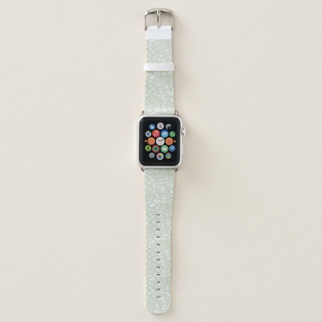 Random Leaf Mosaic Pale Green Apple Watch Band (Front)