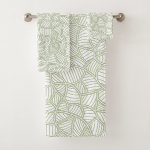 Random Leaf Mosaic Pale Green Bath Towel Set