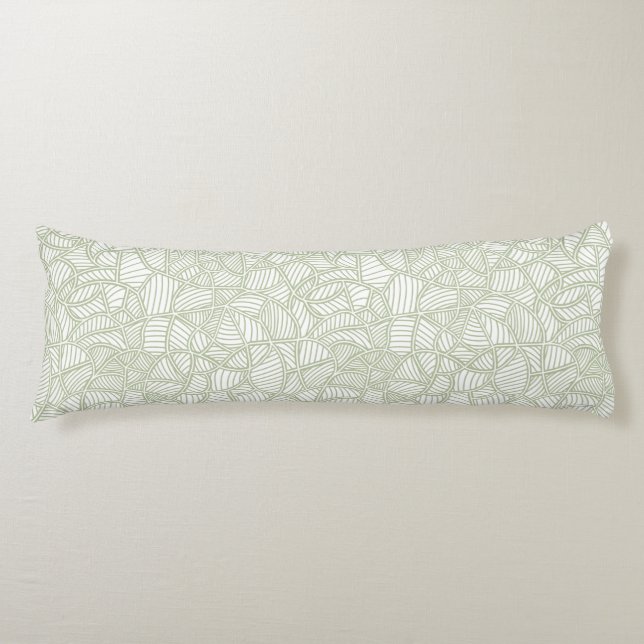 Random Leaf Mosaic Pale Green Body Pillow (Front)
