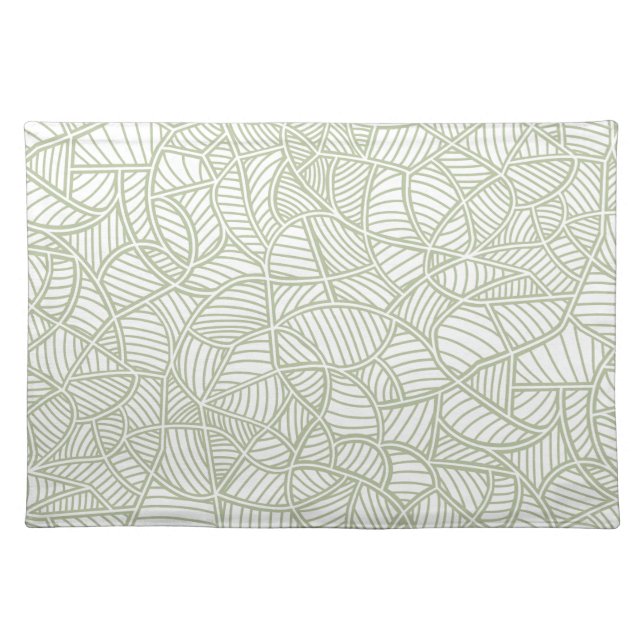Random Leaf Mosaic Pale Green Cloth Placemat (Front)