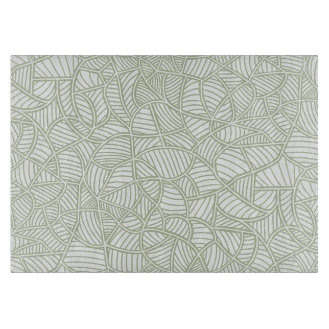 Random Leaf Mosaic Pale Green Cutting Board (Front)