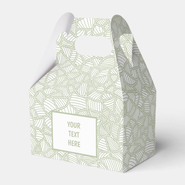 Random Leaf Mosaic Pale Green Favor Boxes (Front Side)