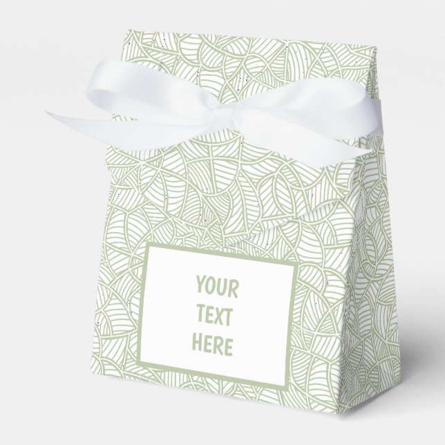 Random Leaf Mosaic Pale Green Favor Boxes (Front Side)