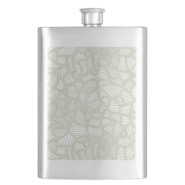 Random Leaf Mosaic Pale Green Flask (Front)