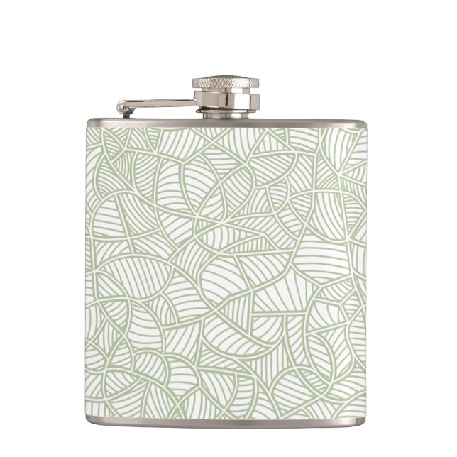 Random Leaf Mosaic Pale Green Flask (Front)
