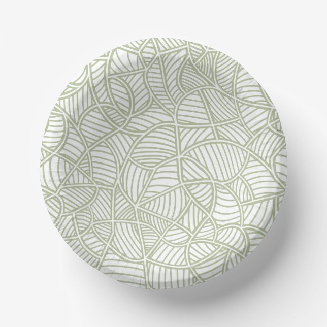Random Leaf Mosaic Pale Green Paper Bowls (Front)