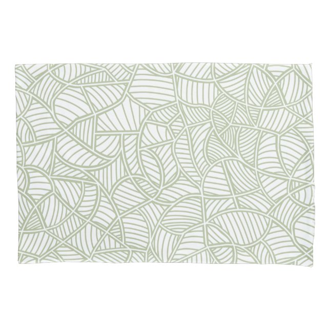 Random Leaf Mosaic Pale Green Pillow Case (Front-Left)