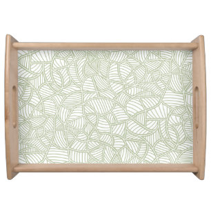 Random Leaf Mosaic Pale Green Serving Tray