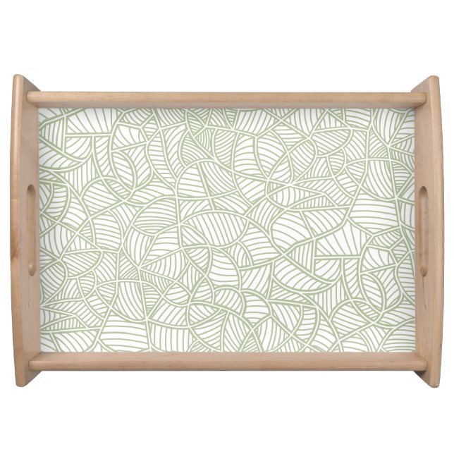 Random Leaf Mosaic Pale Green Serving Tray (Front)