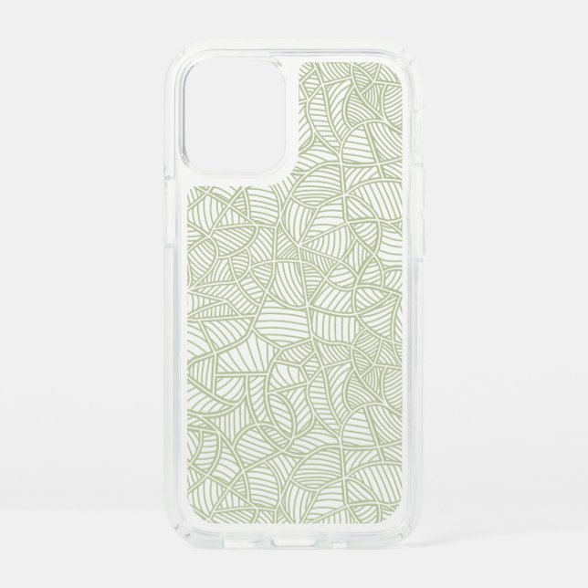 Random Leaf Mosaic Pale Green Speck iPhone 12 Mini Case (Front)