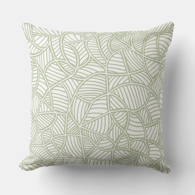 Random Leaf Mosaic Pale Green Throw Pillow (Front)