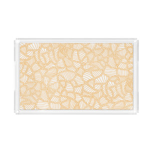 Random Leaf Mosaic Pale Orange Acrylic Tray
