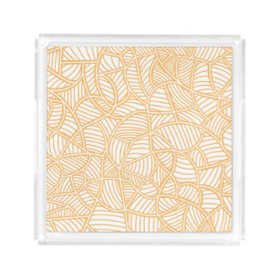 Random Leaf Mosaic Pale Orange Acrylic Tray