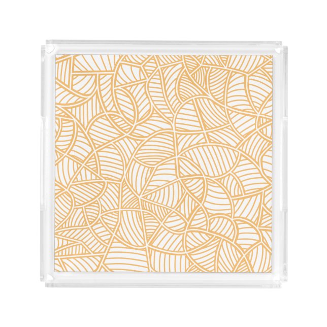 Random Leaf Mosaic Pale Orange Acrylic Tray (Front)