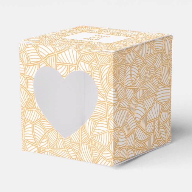 Random Leaf Mosaic Pale Orange Favor Boxes (Front Side)