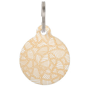 Random Leaf Mosaic Pale Orange Pet ID Tag