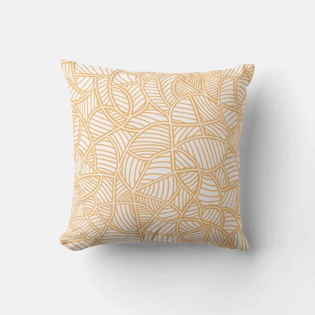 Random Leaf Mosaic Pale Orange Throw Pillow (Front)
